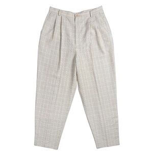 Vintage Toby Glen Plaid Pleated Trousers – Beige/Ivory